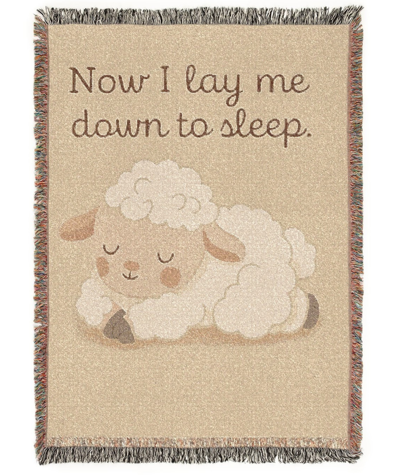 Cute Lamb 'Now I Lay Me Down to Sleep' Woven Blanket - Baby/Toddler Nursery Throw