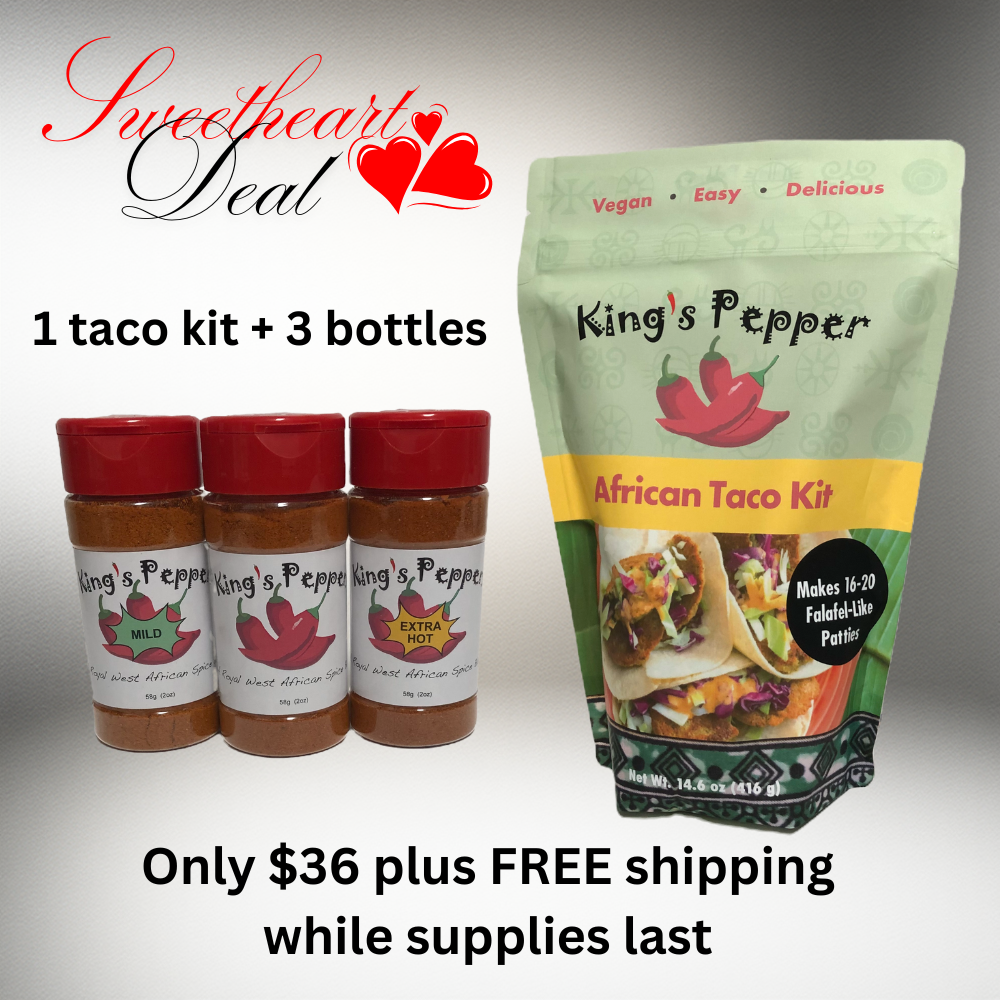 Sweetheart Deal   1 African Taco Kit + 3 Bottles of Pepper and FREE SHIPPING
