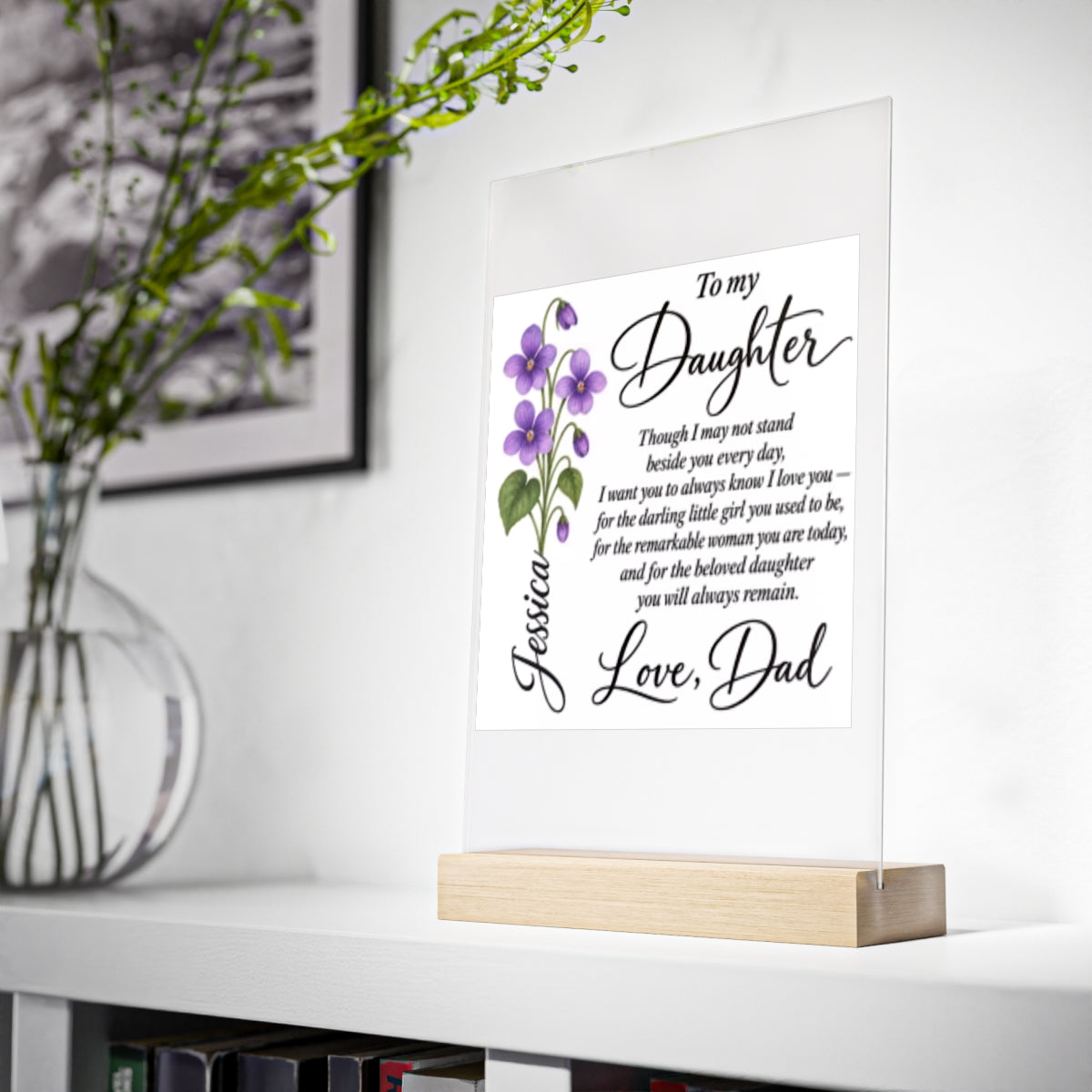 Acrylic Sign with Wooden Stand