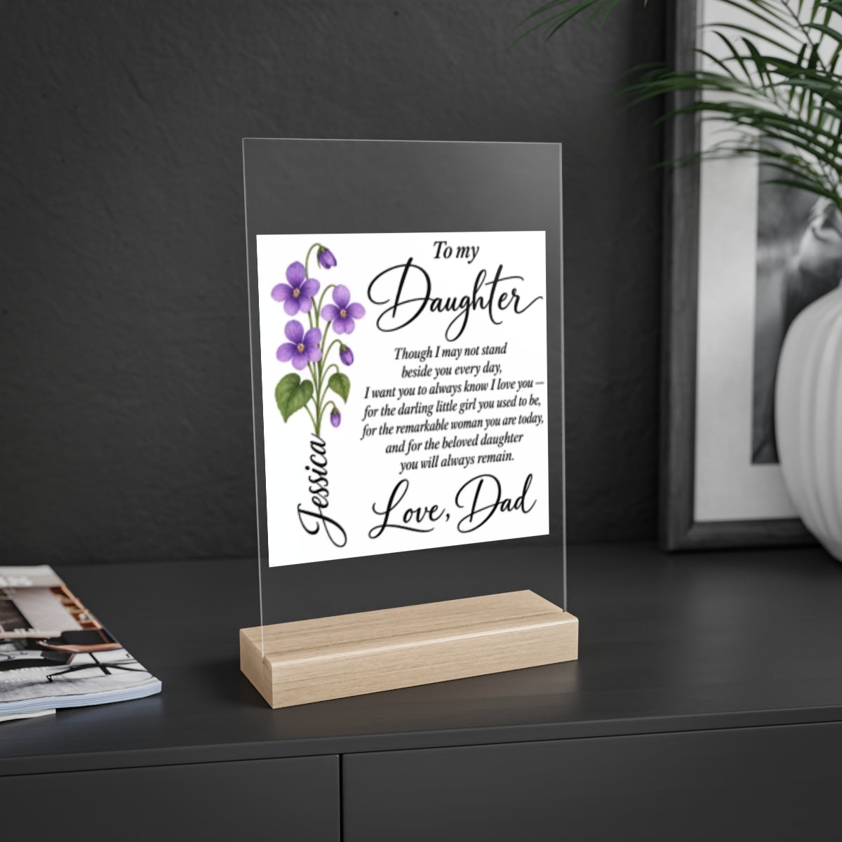 Acrylic Sign with Wooden Stand