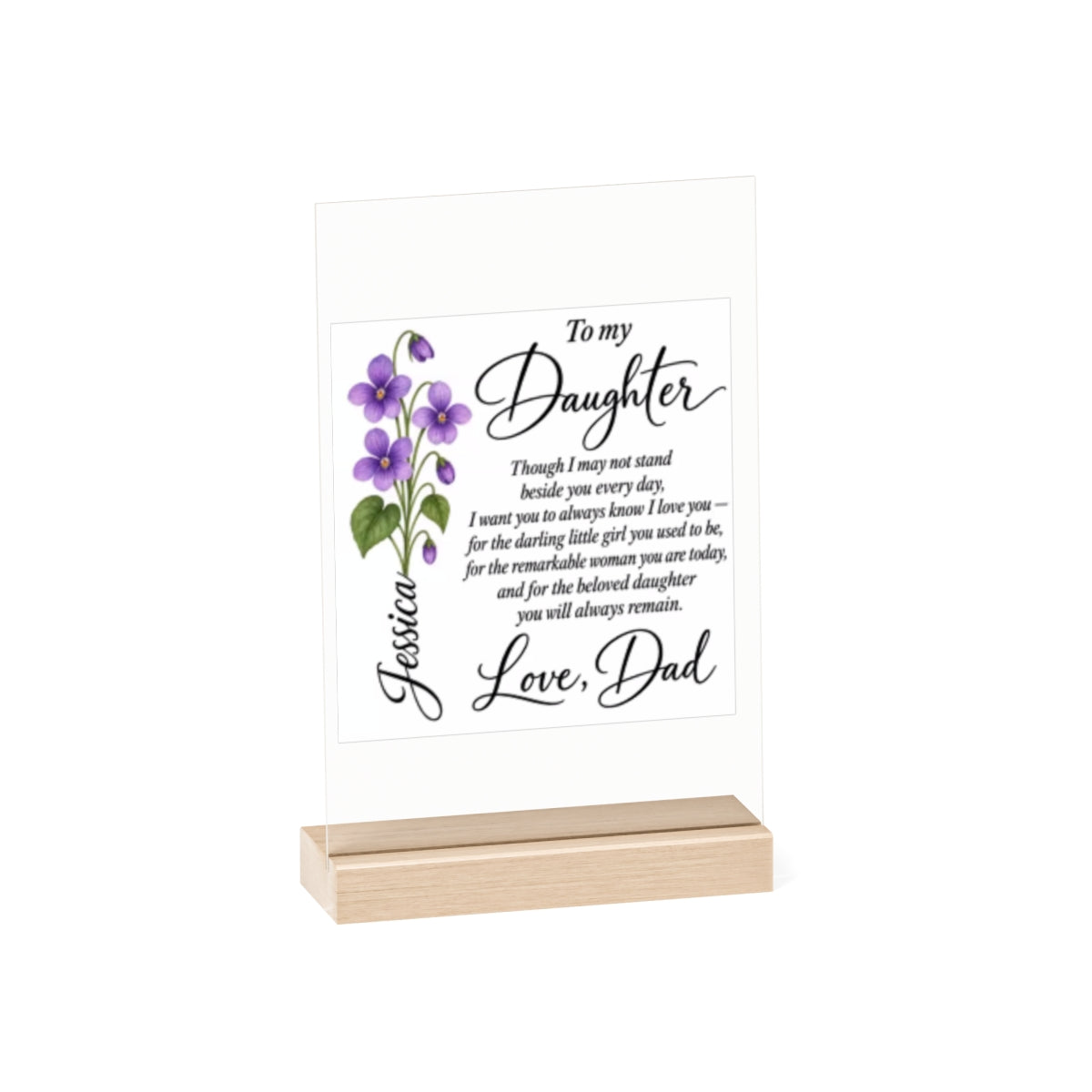 Acrylic Sign with Wooden Stand