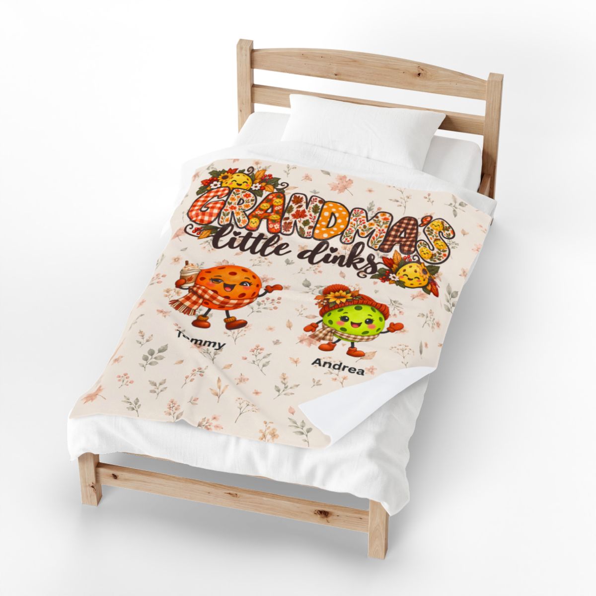 Personalized Grandma’s Little Dinks Fall Blanket, Grandkids Names On Velveteen Plush Blanket